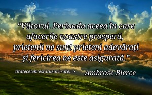 Viitorul. Perioada aceea în care afacerile noastre prosperă, prietenii ne sunt prieteni adevărați și fericirea ne este asigurată